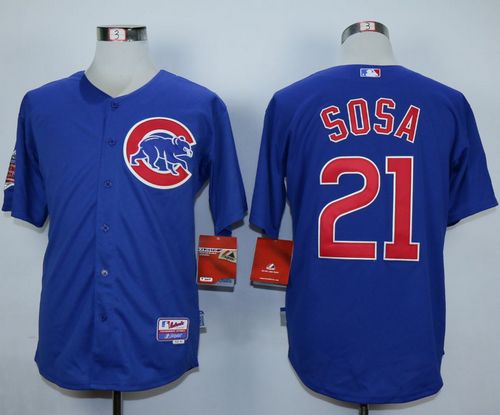 Cubs #21 Sammy Sosa Blue Alternate Cool Base Stitched MLB Jersey - Click Image to Close